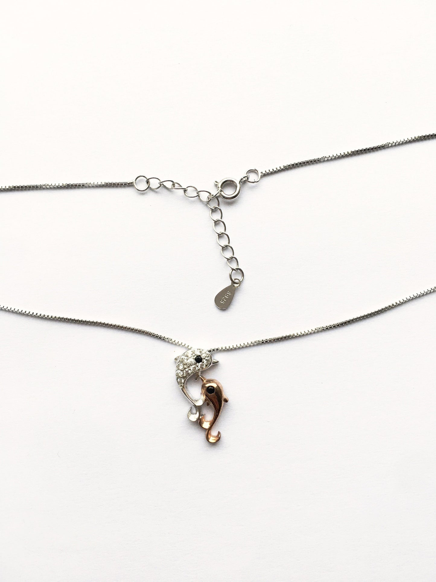 Cute shiny Dolphin pendant withe Silver chain