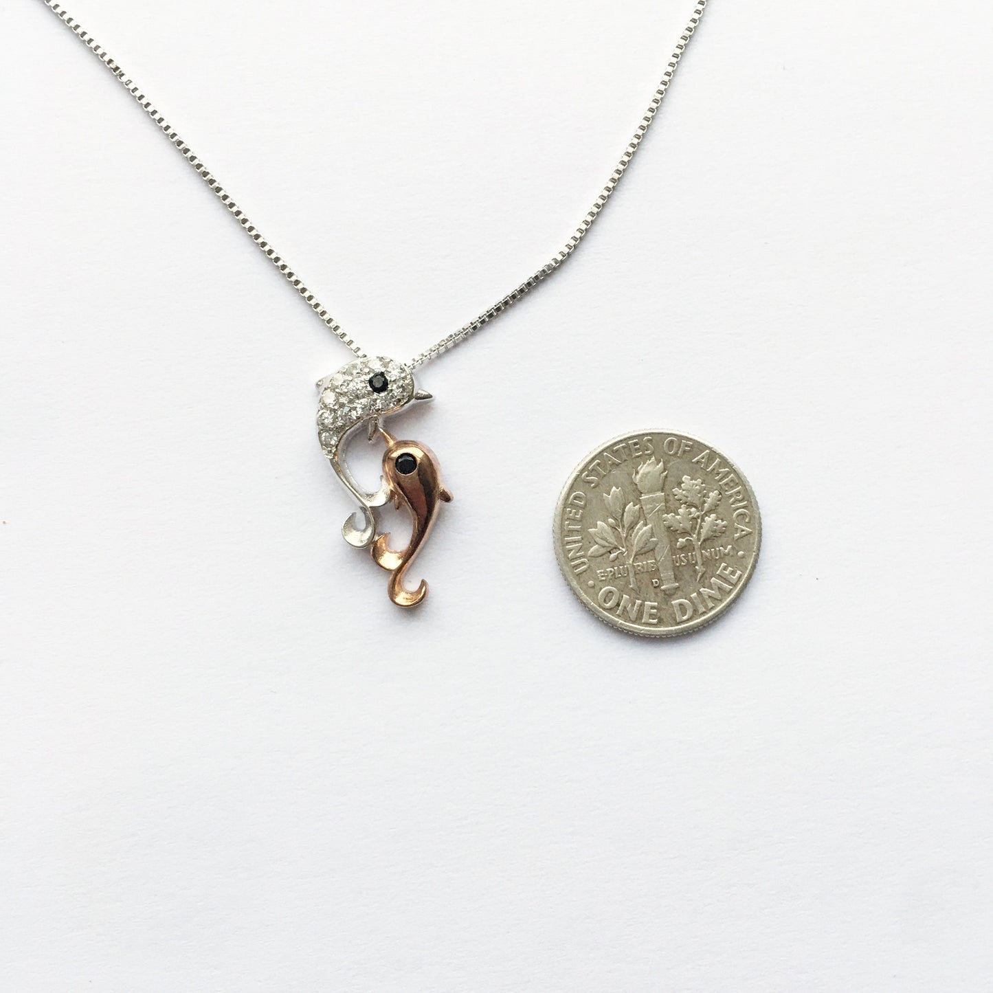 Cute shiny Dolphin pendant withe Silver chain