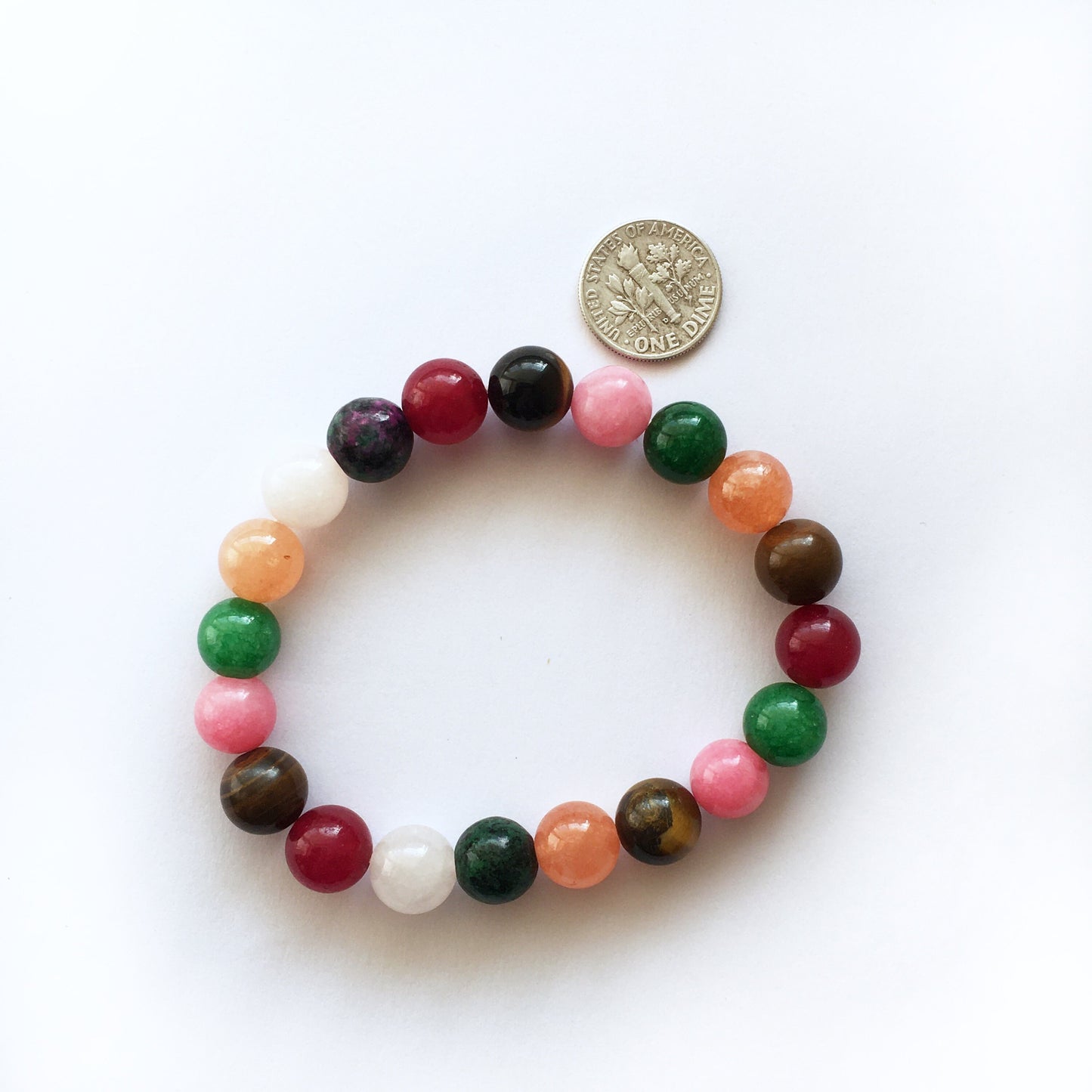 10mm multiple gemstone beaded lucky bracelet