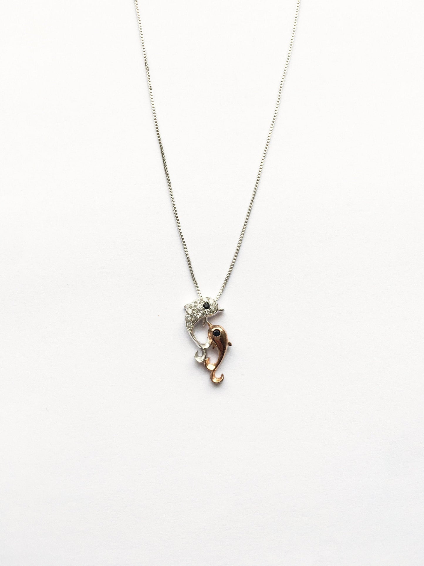 Cute shiny Dolphin pendant withe Silver chain