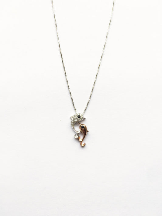 Cute shiny Dolphin pendant withe Silver chain