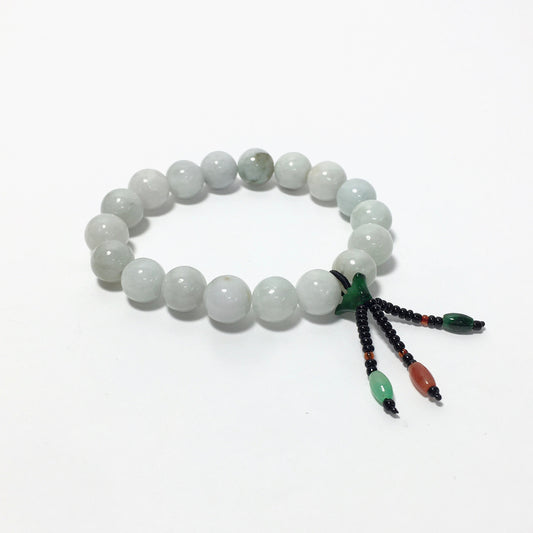 10mm White green Natural Jade beaded bracelet