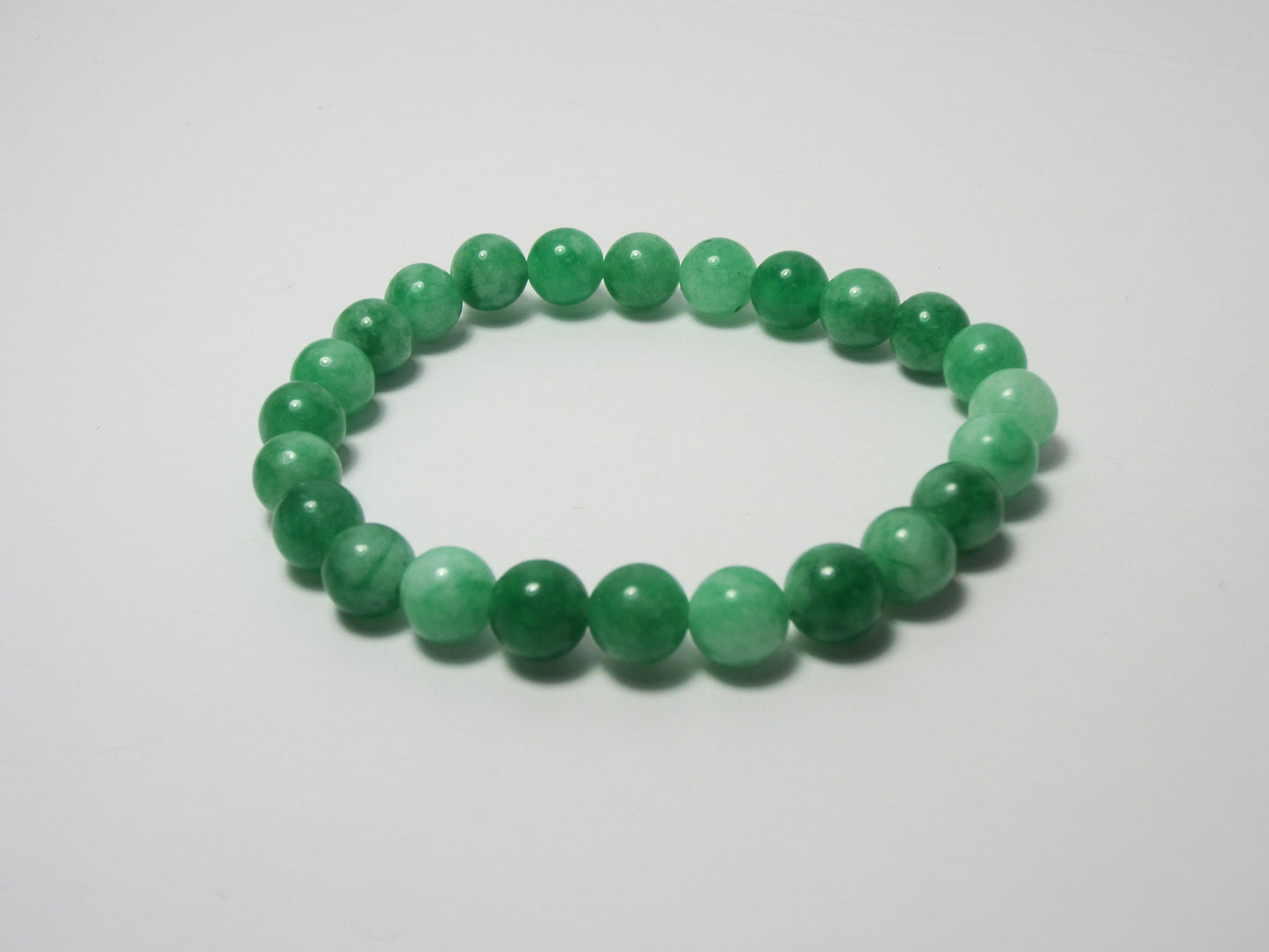 8mm Green Jade Beaded Bracelet, Genuine Gemstone Bracelet
