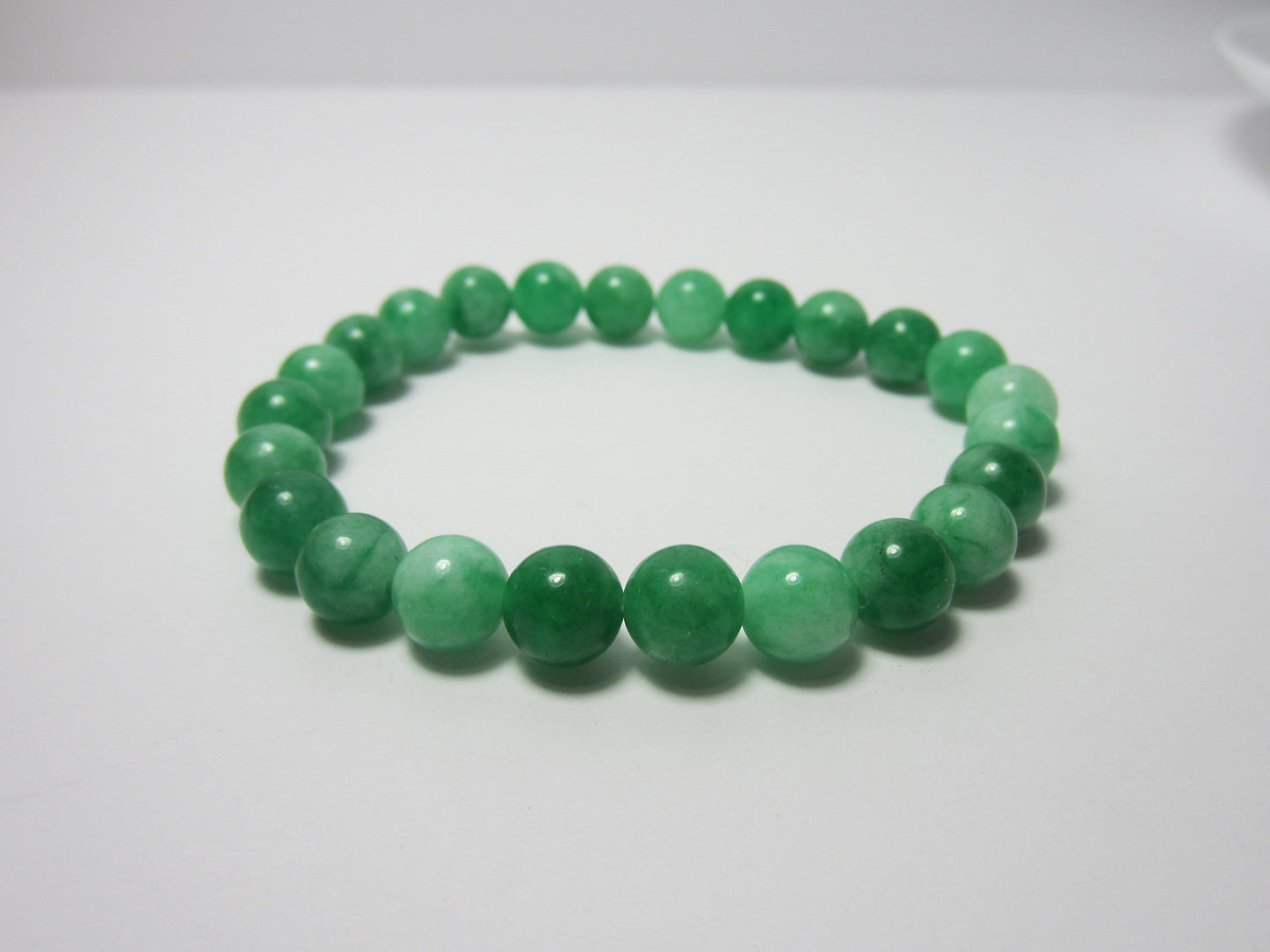 8mm Green Jade Beaded Bracelet, Genuine Gemstone Bracelet