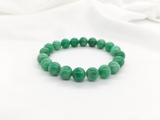 Genuine Green Jade Beaded Bracelet, 10mm Jade beads