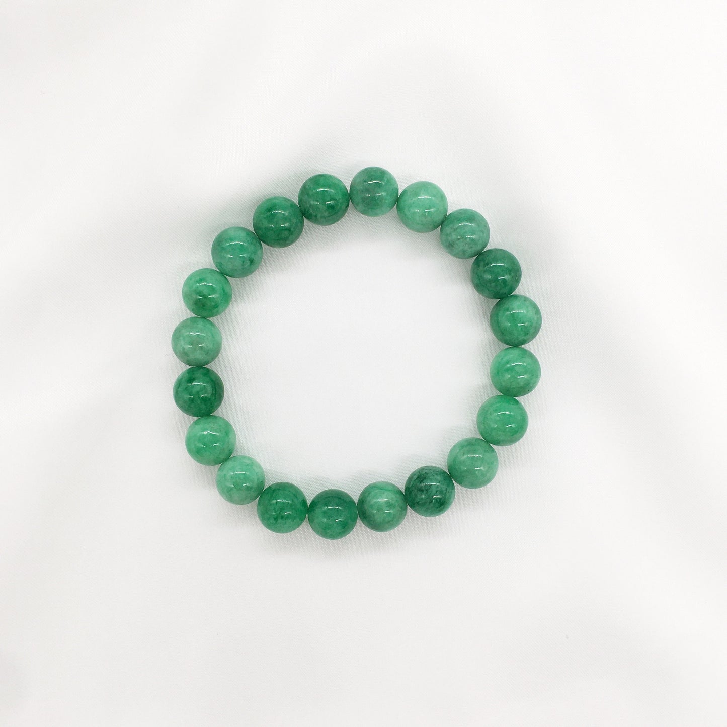 Genuine Green Jade Beaded Bracelet, 10mm Jade beads