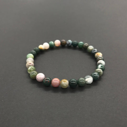 6mm Indian Agate Beaded Bracelet, Natural gemstone bracelet