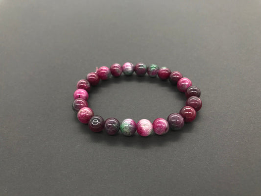 8mm Purple and Green Gemstone Beaded Bracelet, Natural Gemstone Bracelet