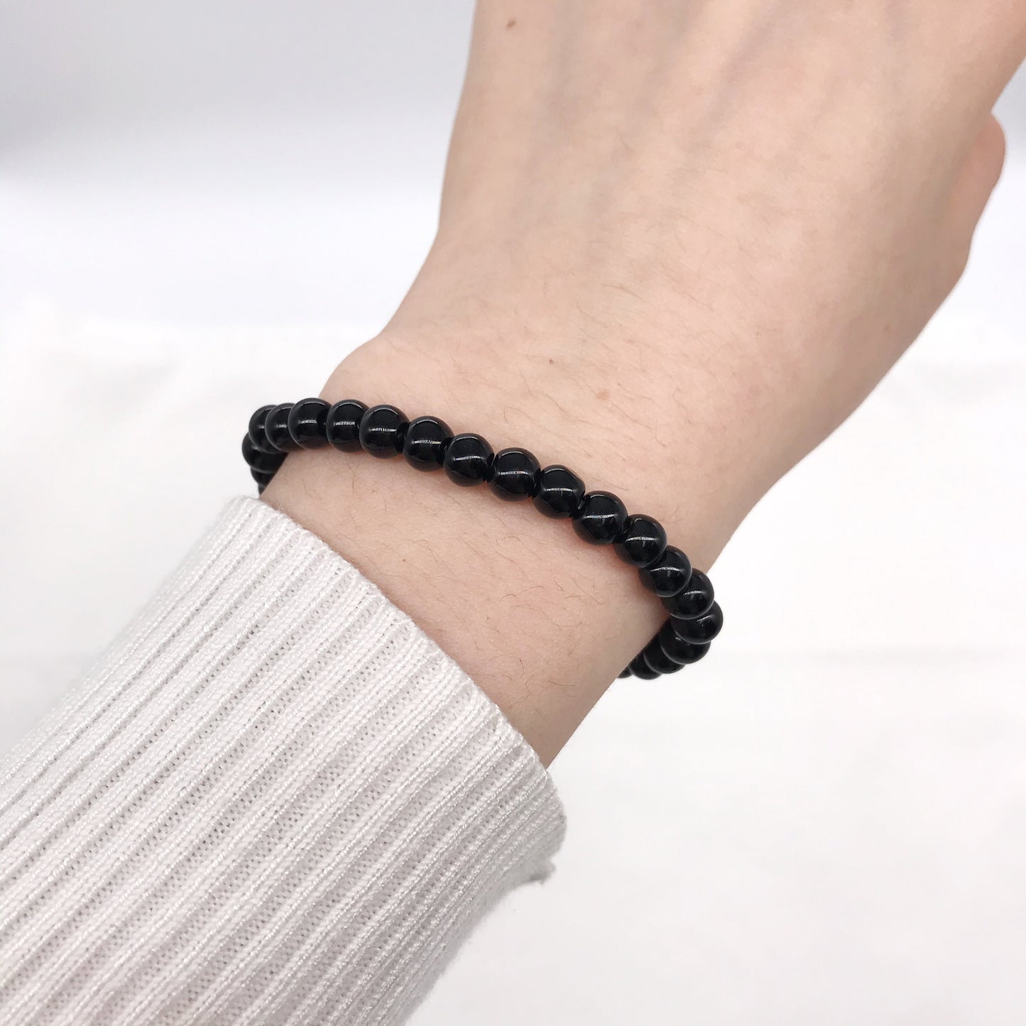 6mm Black Obsidian Beaded Bracelet, Natural gemstone bracelet