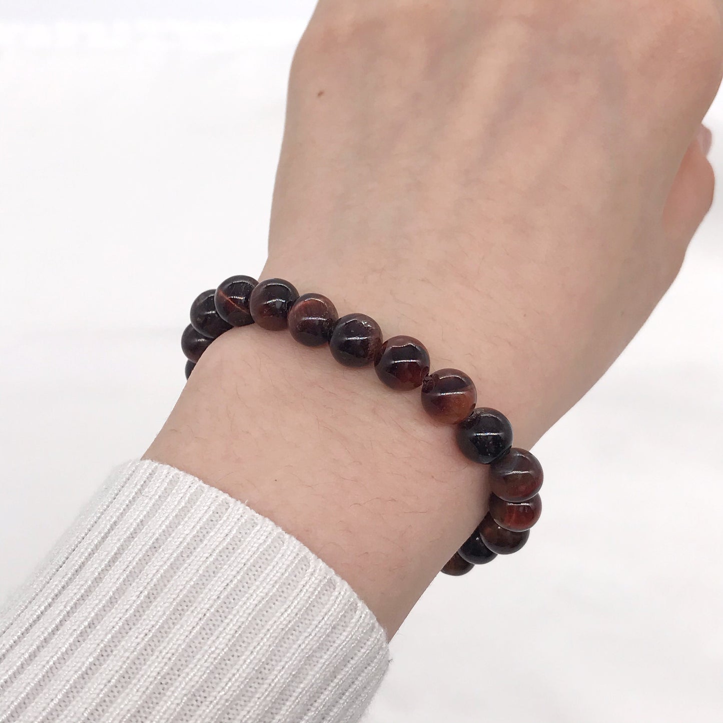 8mm Red Tiger's Eye Stone Beaded Bracelet, Natural Gemstone Bracelet