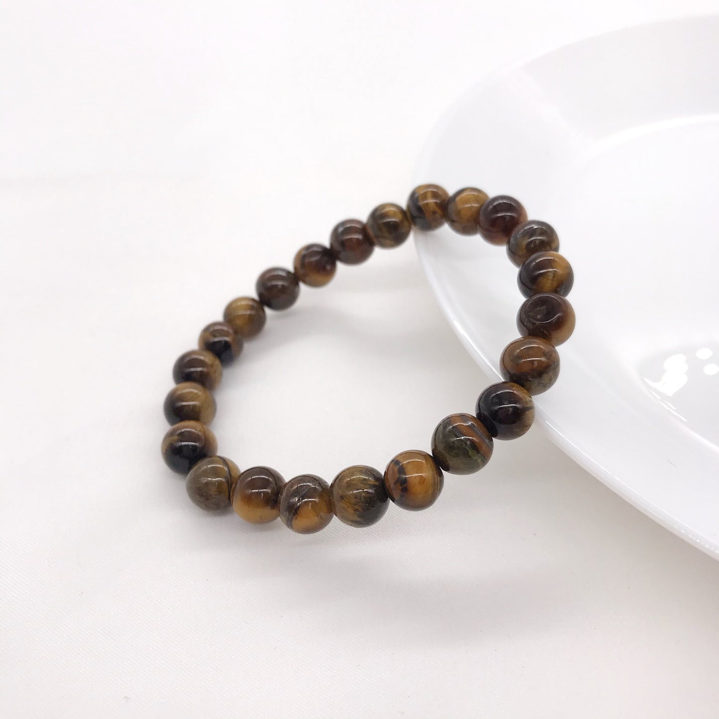 8mm Yellow Tiger's Eye Stone Beaded Bracelet, Natural Gemstone Bracelet