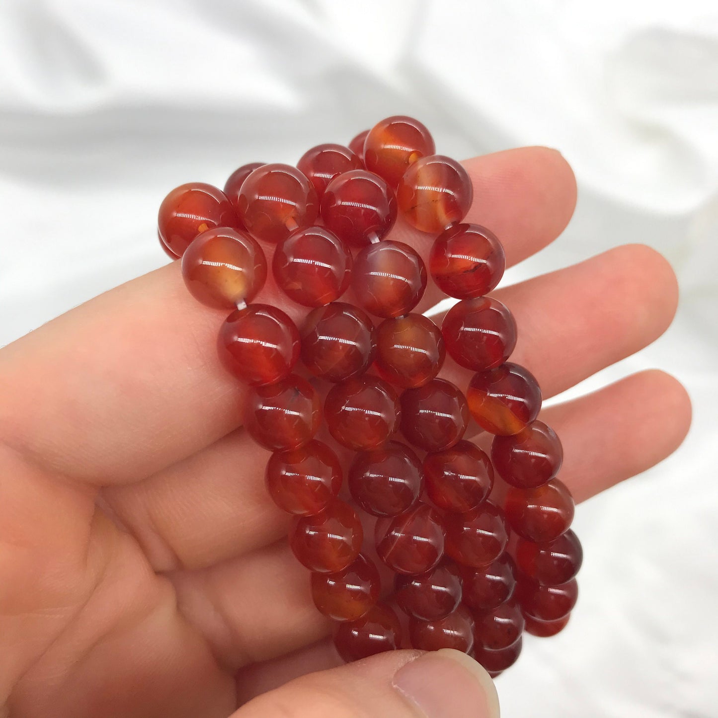8mm Red Agate Carnelian Beaded Bracelet, Natural Gemstone Bracelet
