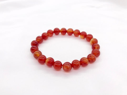 8mm Red Agate Carnelian Beaded Bracelet, Natural Gemstone Bracelet