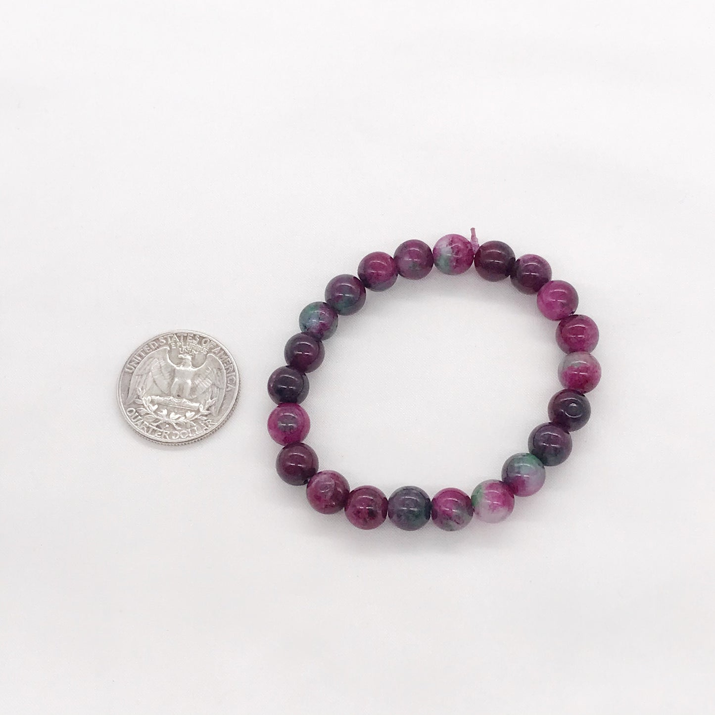 8mm Purple and Green Gemstone Beaded Bracelet, Natural Gemstone Bracelet