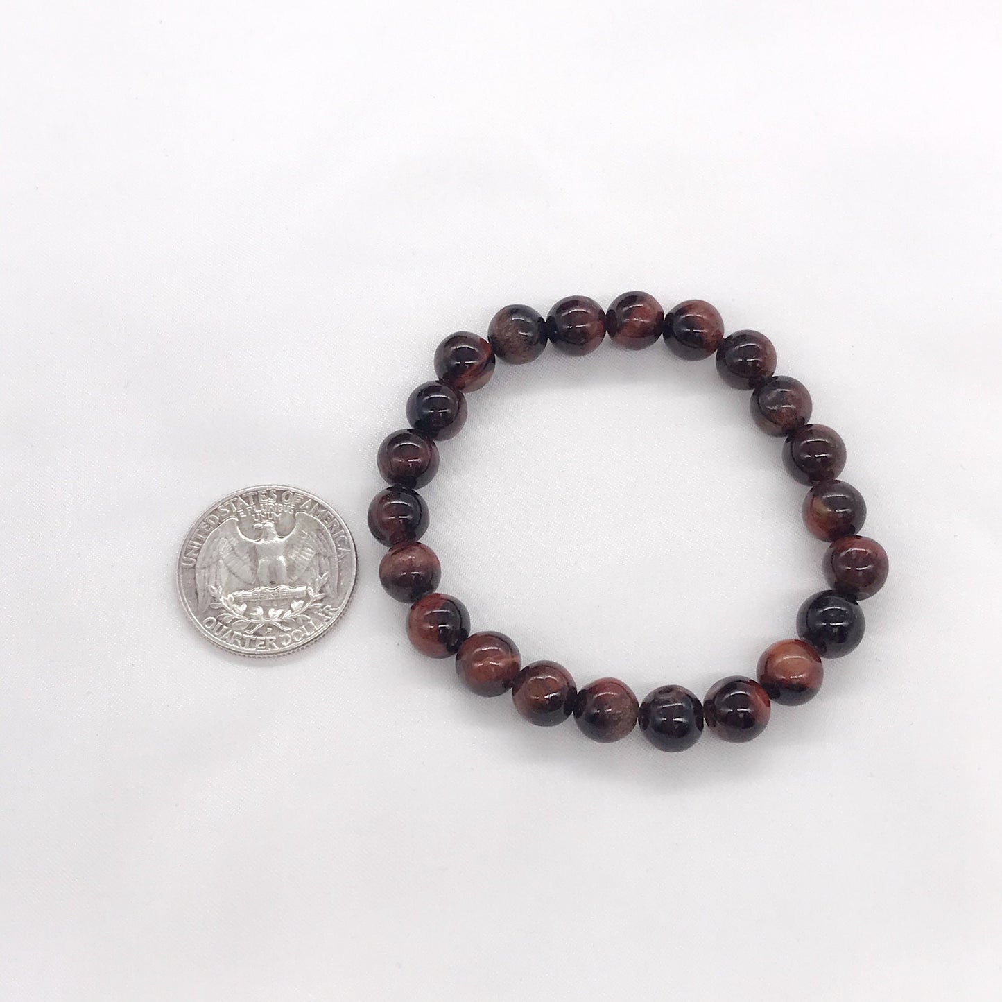 8mm Red Tiger's Eye Stone Beaded Bracelet, Natural Gemstone Bracelet