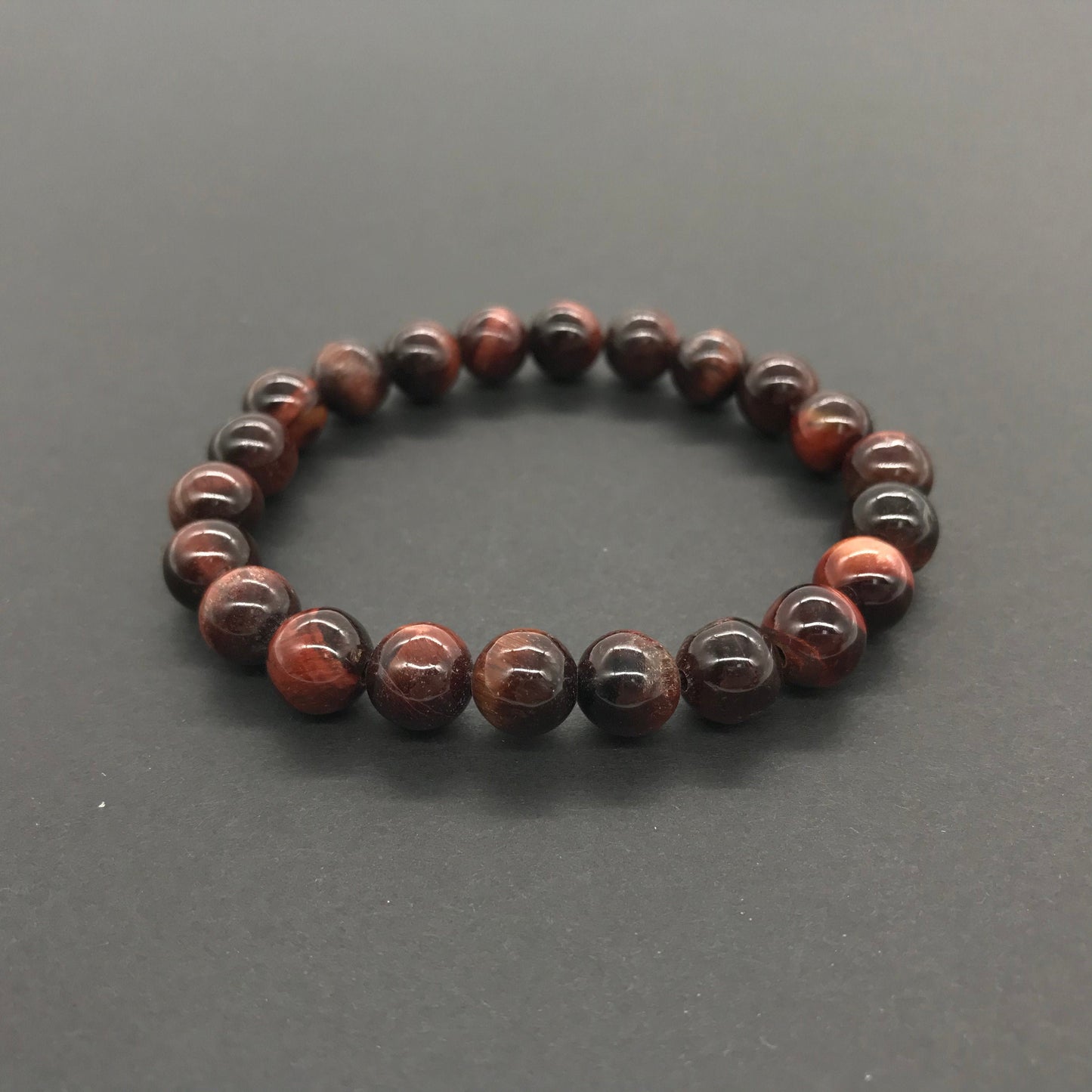 8mm Red Tiger's Eye Stone Beaded Bracelet, Natural Gemstone Bracelet