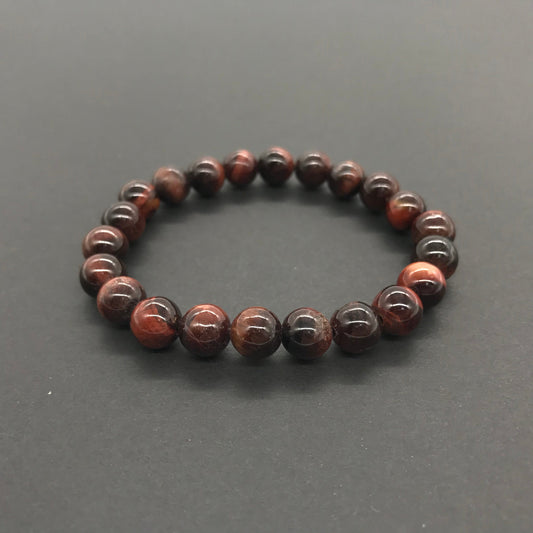 8mm Red Tiger's Eye Stone Beaded Bracelet, Natural Gemstone Bracelet