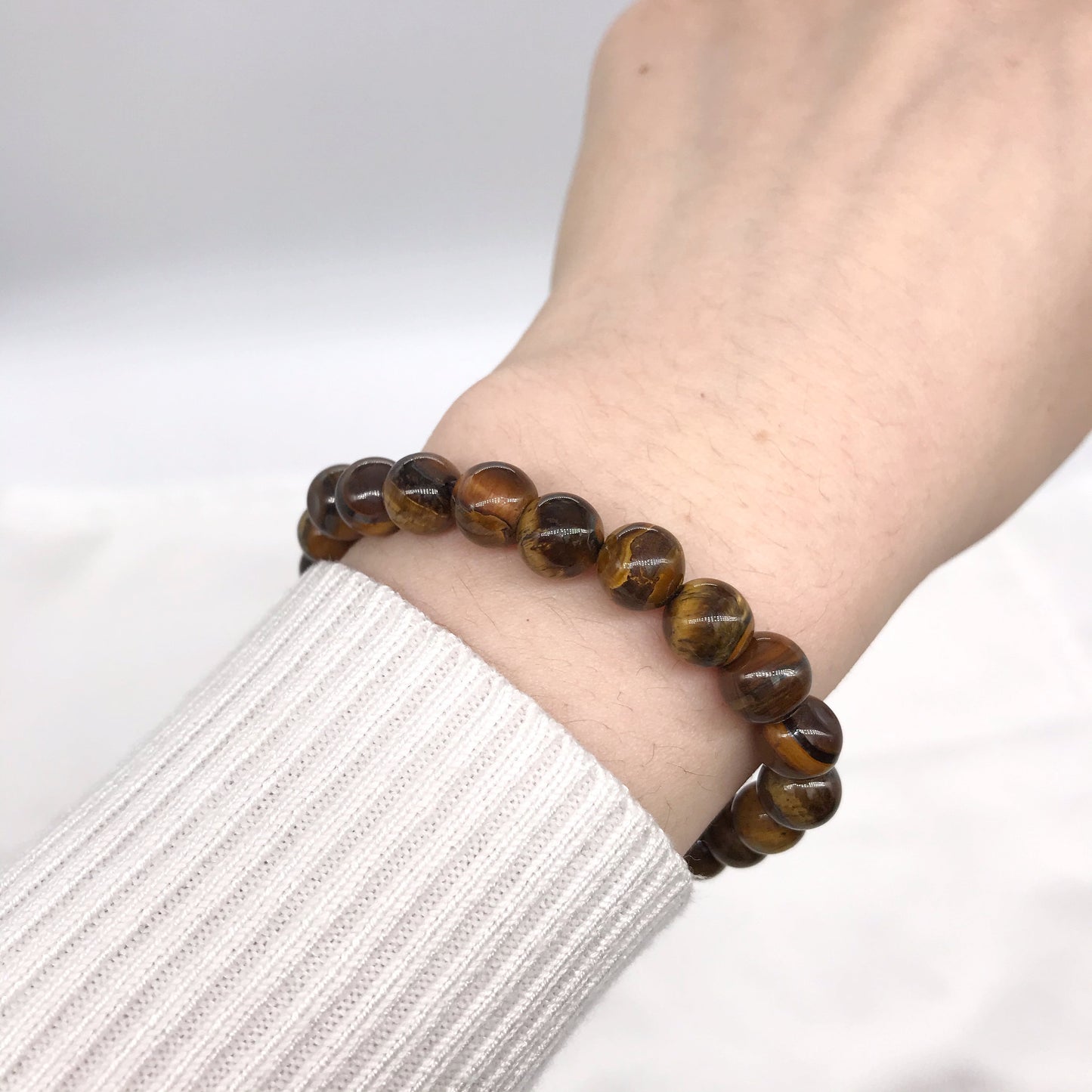 8mm Yellow Tiger's Eye Stone Beaded Bracelet, Natural Gemstone Bracelet