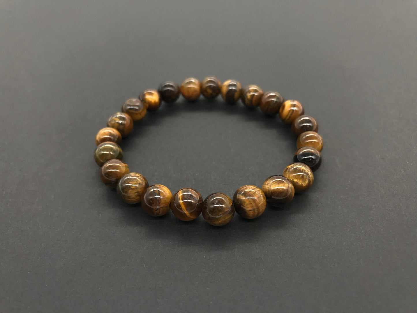 8mm Yellow Tiger's Eye Stone Beaded Bracelet, Natural Gemstone Bracelet