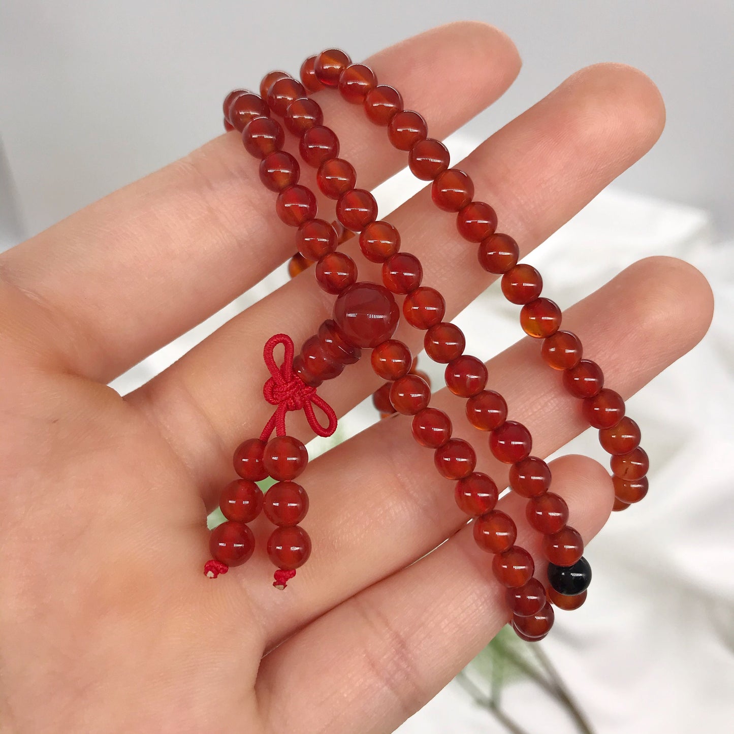 5mm Red Agate Carnelian Beaded Bracelet, Necklace