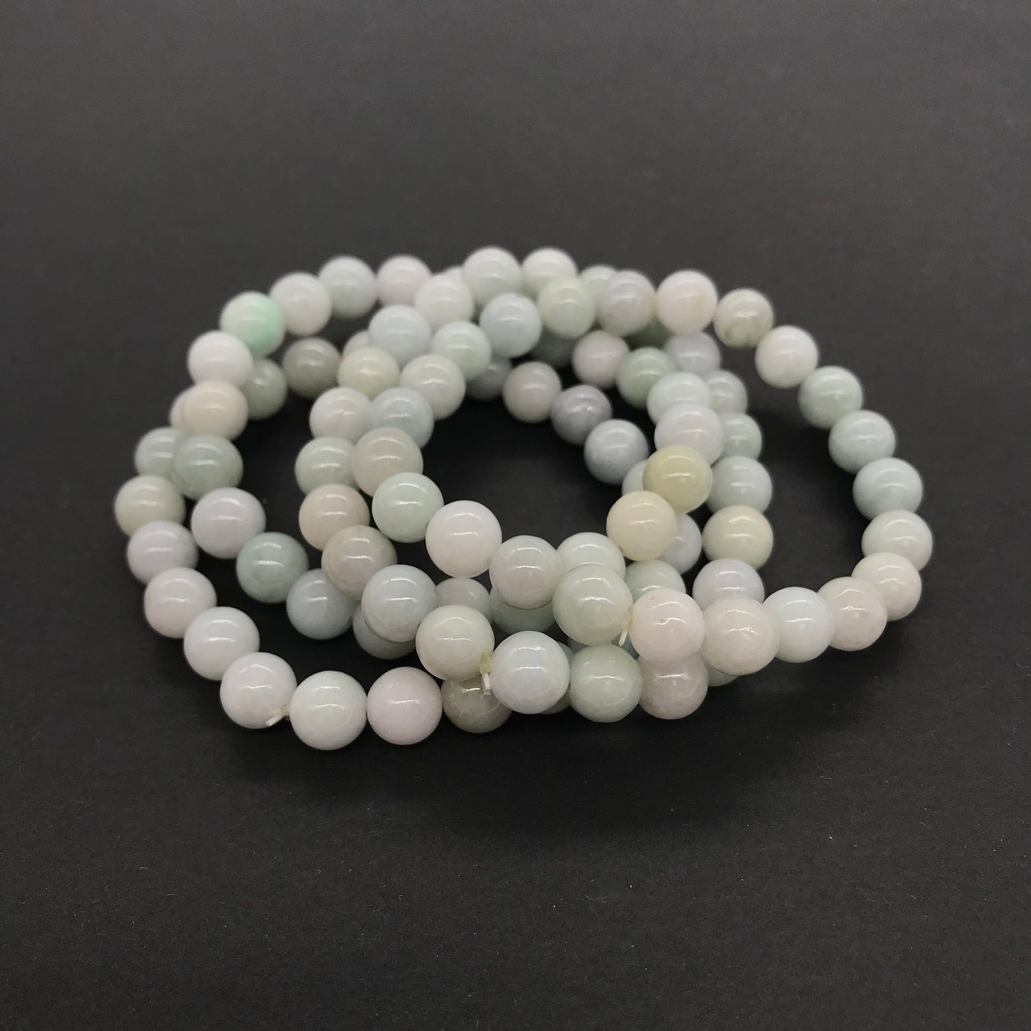 8mm Natural White Jade Beaded Bracelet