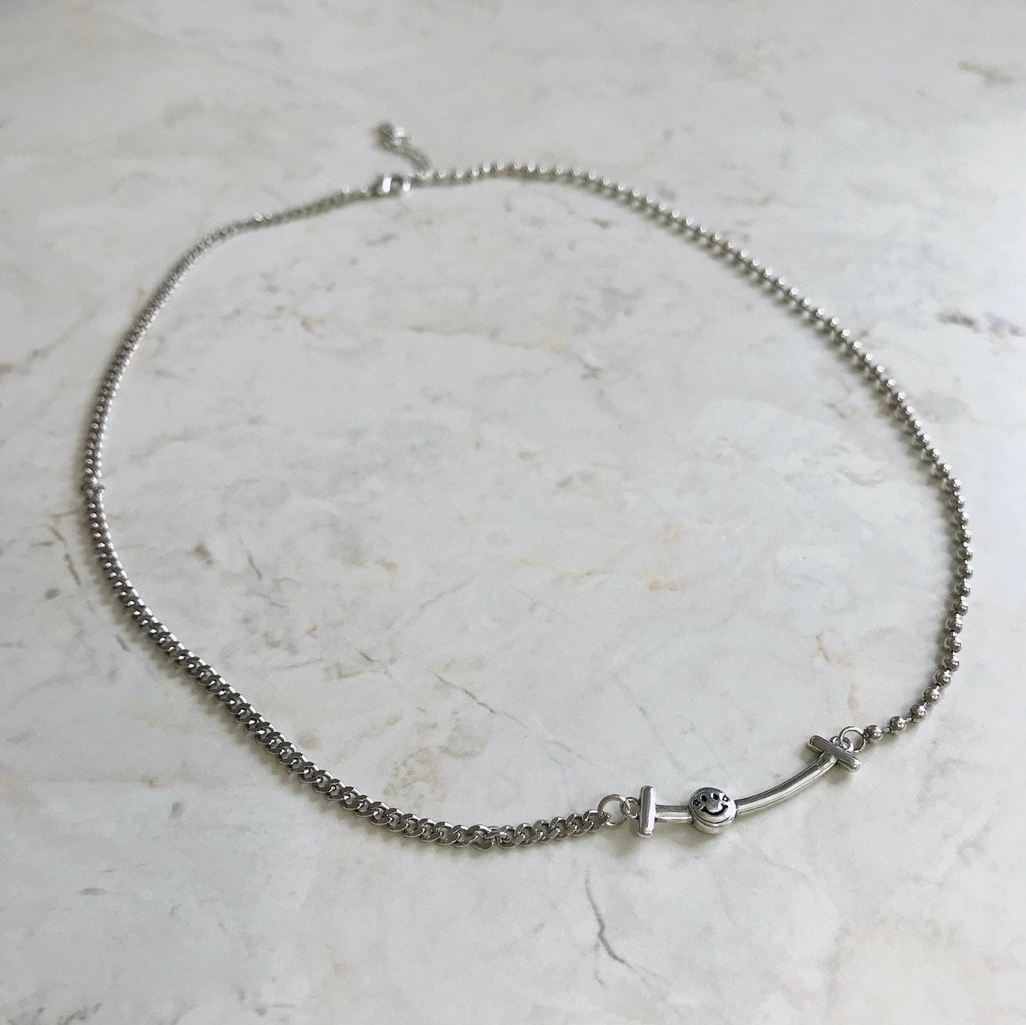 925 Sterling Silver Smiley Face Chain Necklace