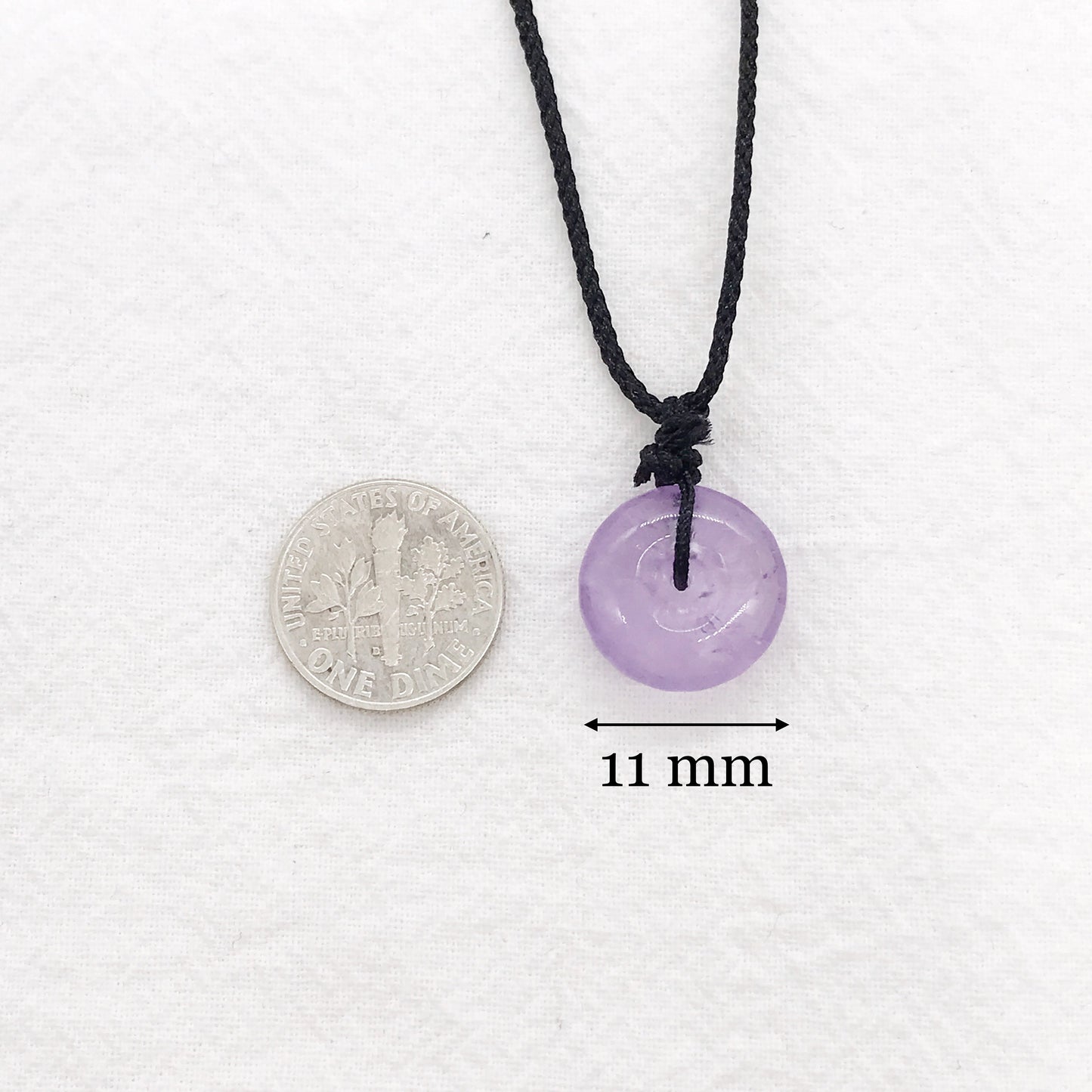 Amethyst Crystal Small Circle Pendant Necklace