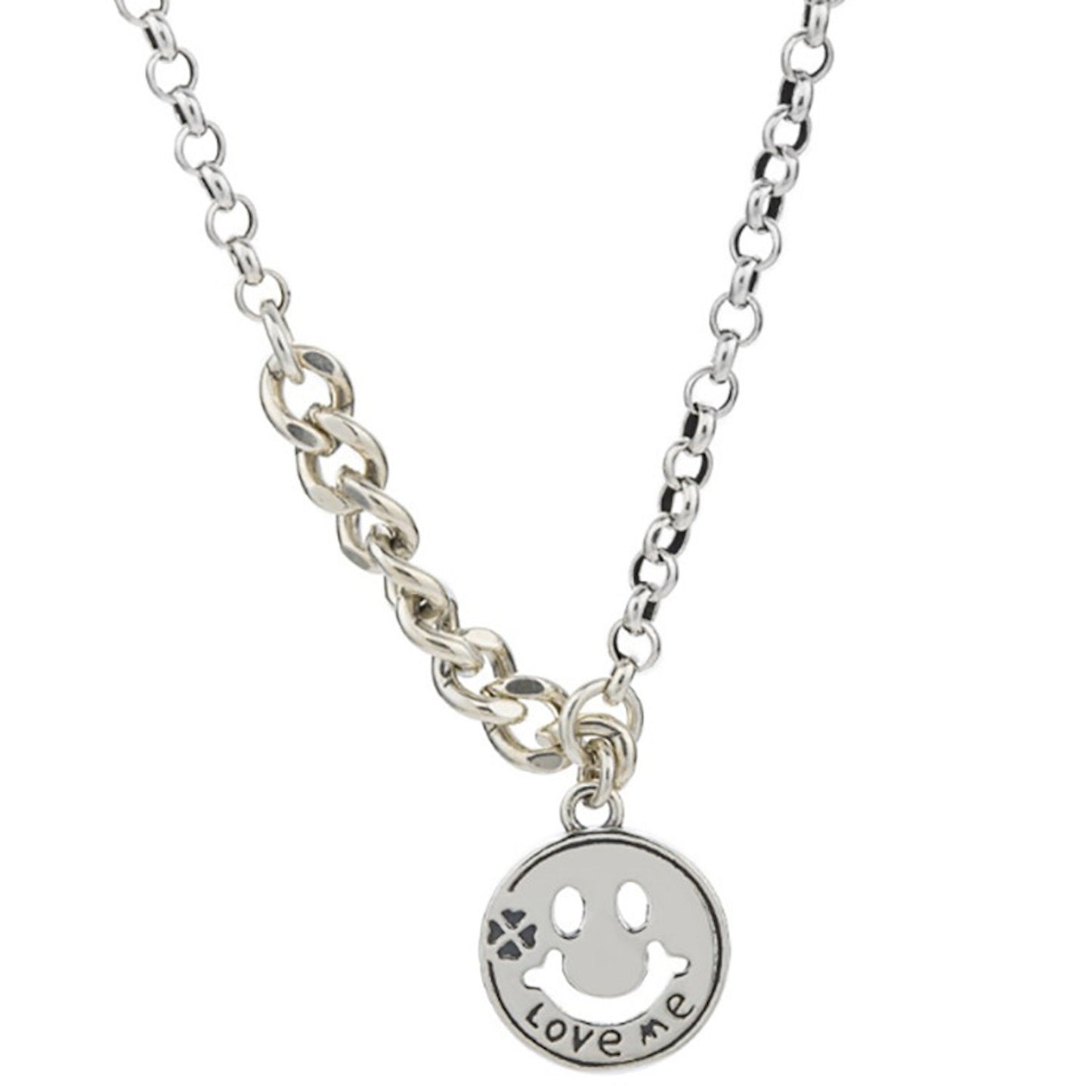 925 Sterling Silver Smiley Face Chain Necklace