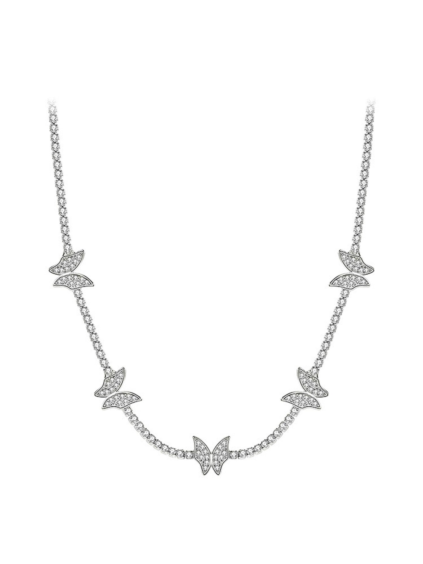 925 Sterling Sviler Butterfly Choker Necklace