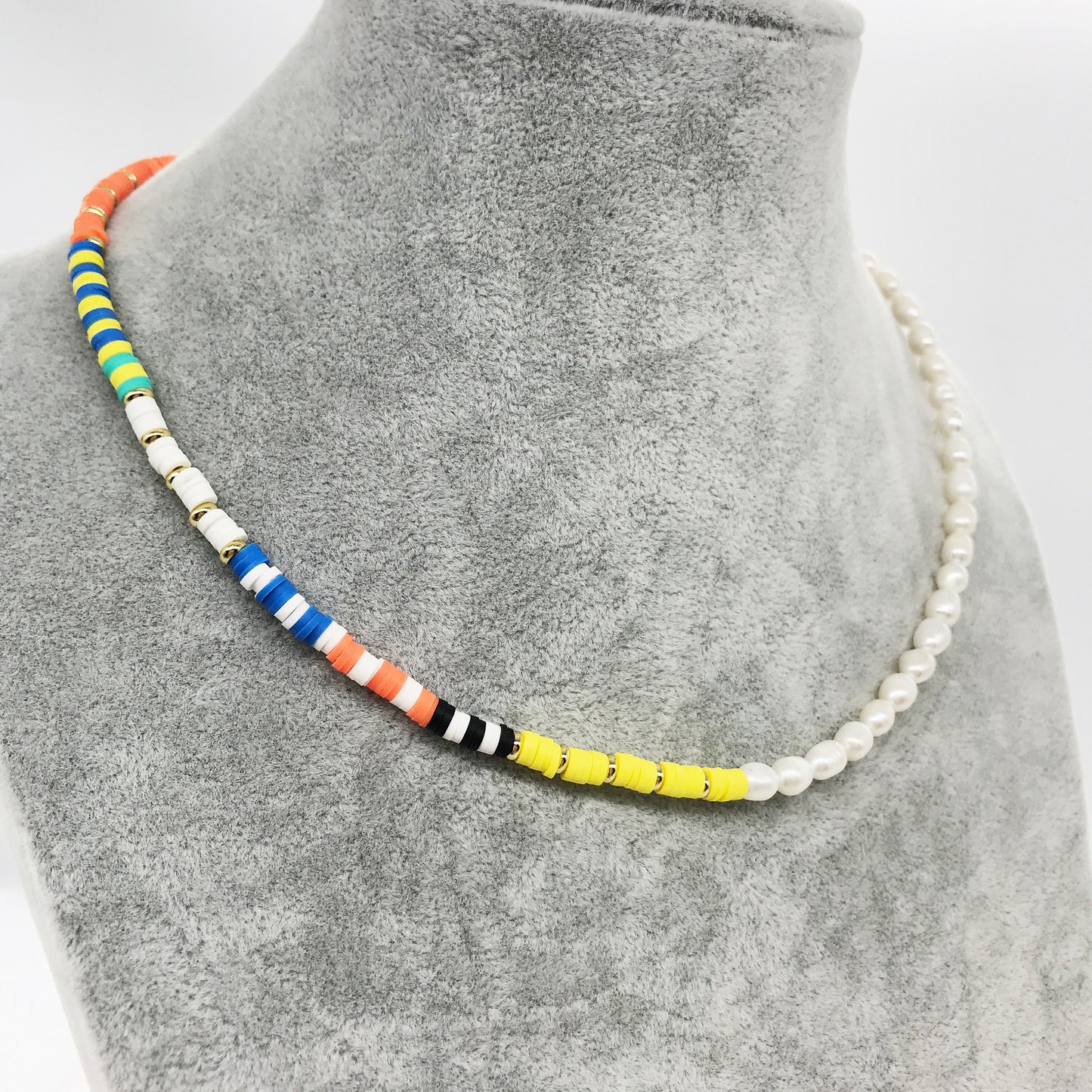 Fresh Water Pearls Colorful Beaded Necklace (B)