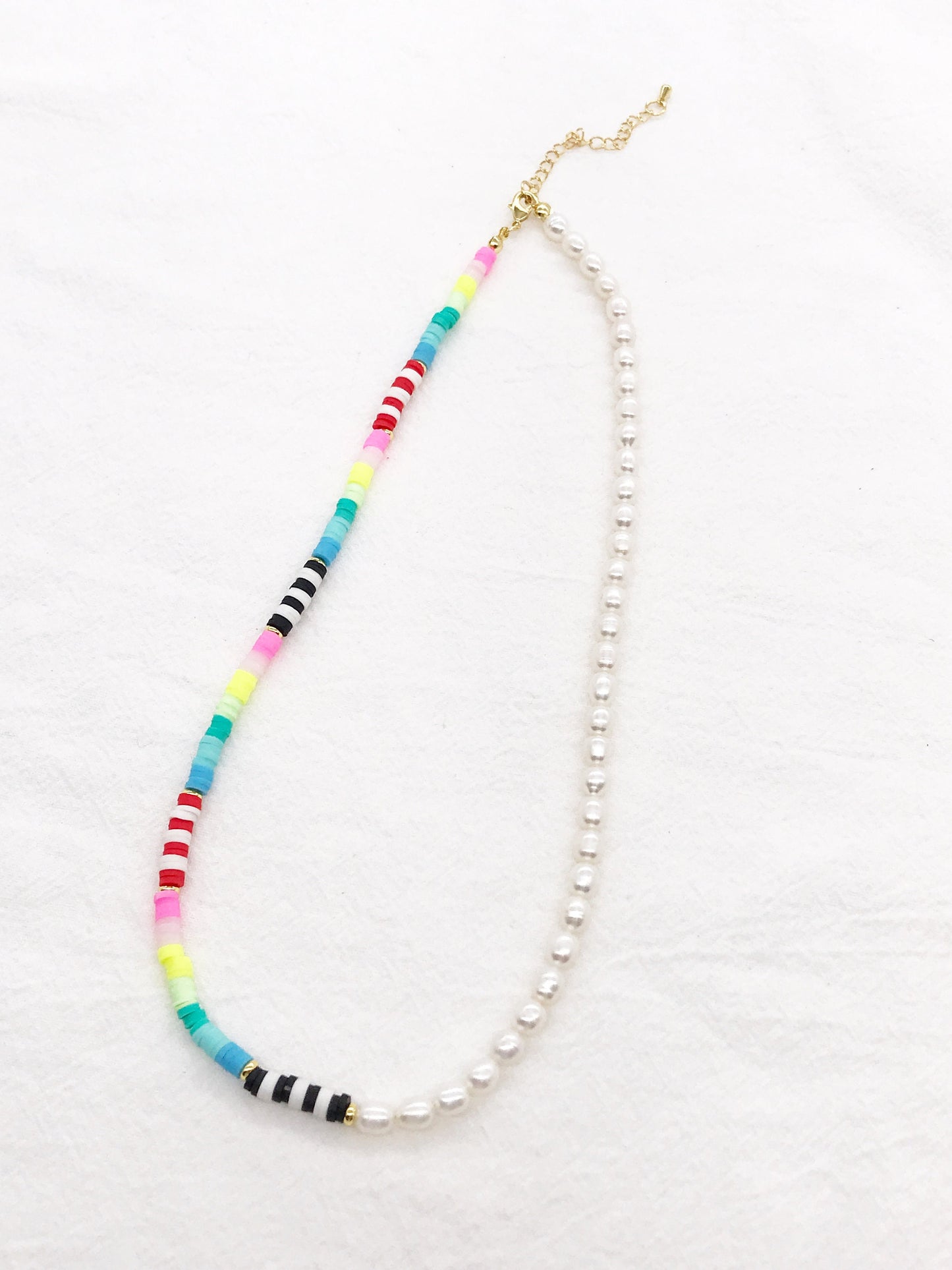 Fresh Water Pearls Colorful Beaded Necklace (C)