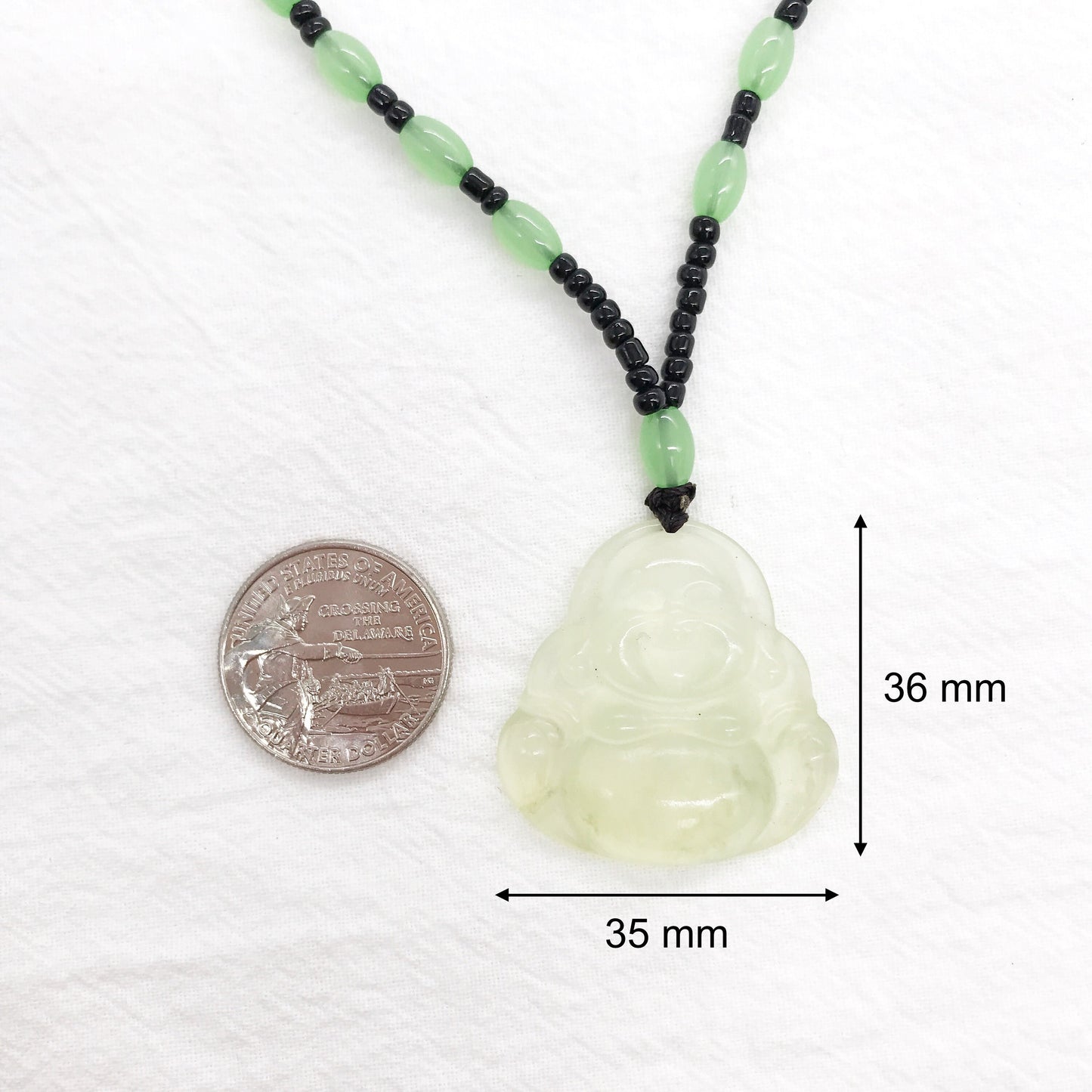 Light Green Jade Buddha Pendant Beaded Necklace