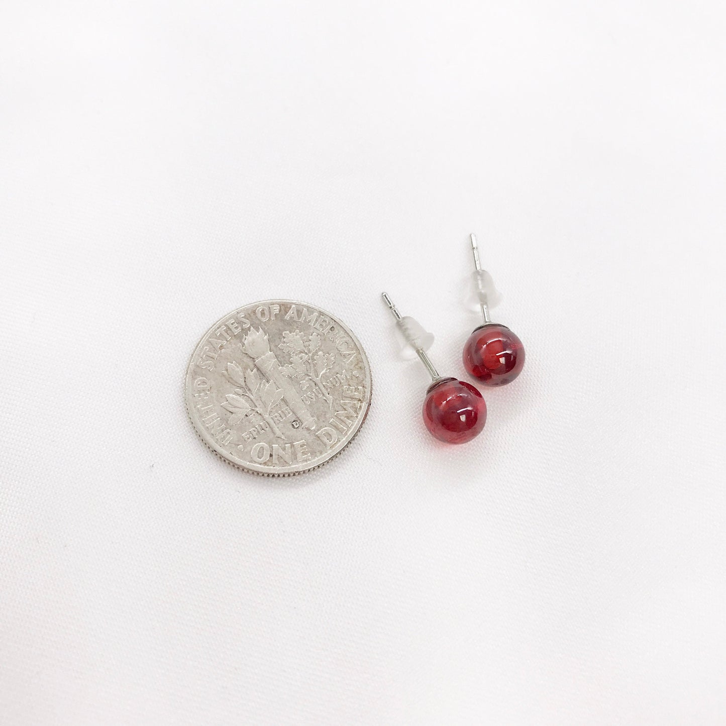 6mm Red Agate Carnelian Ball Sterling Silver Studs Earring