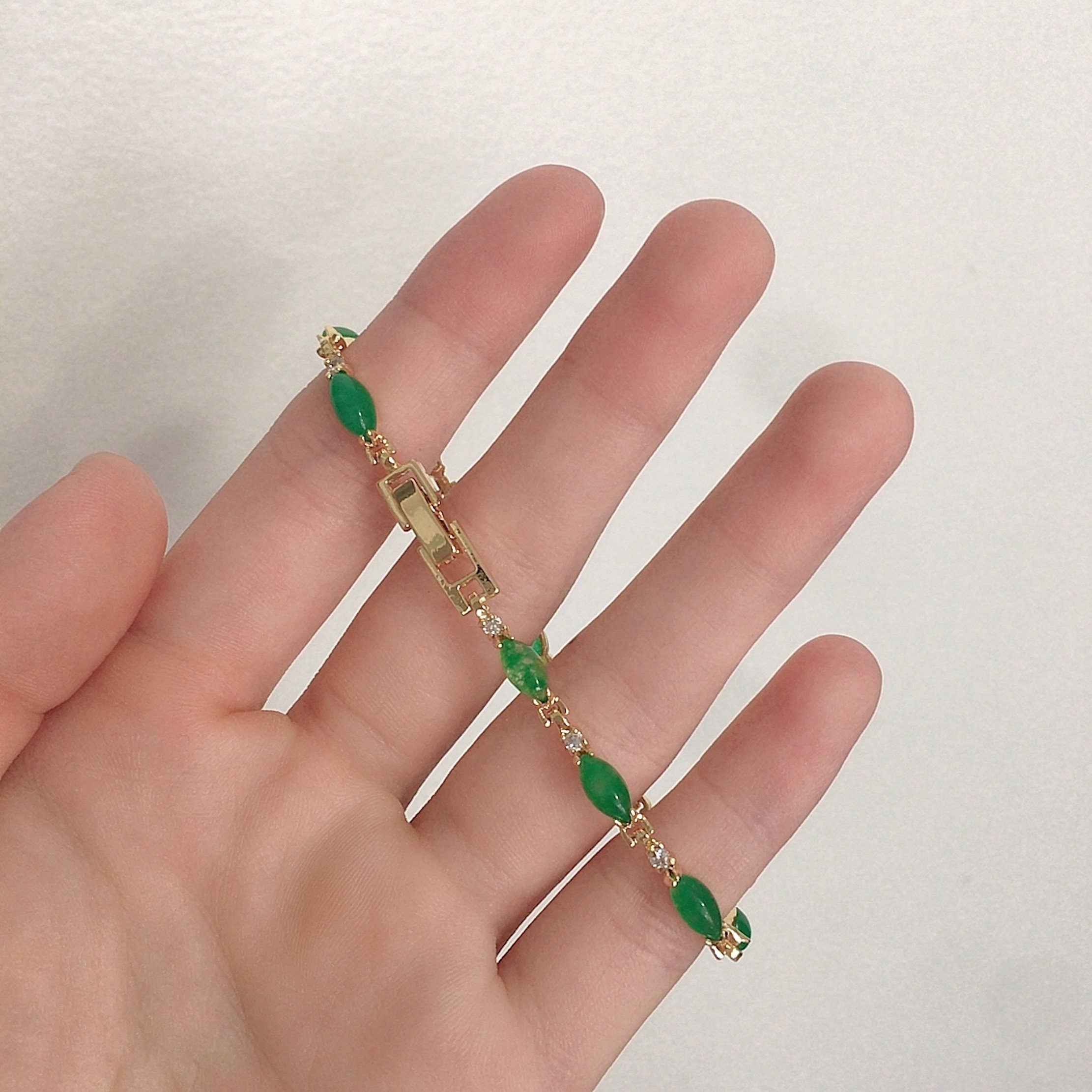 4 Leaf Clover Bracelet - Gold - Double Sided - Green