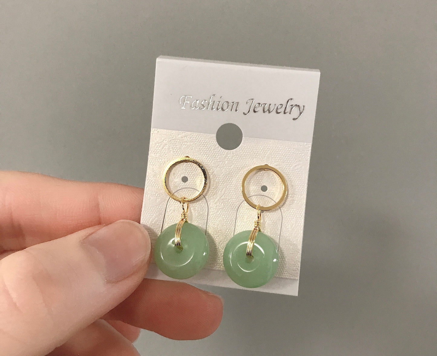 Circle Donuts Hetian Jade Peace Buckle Coin Jade Earring