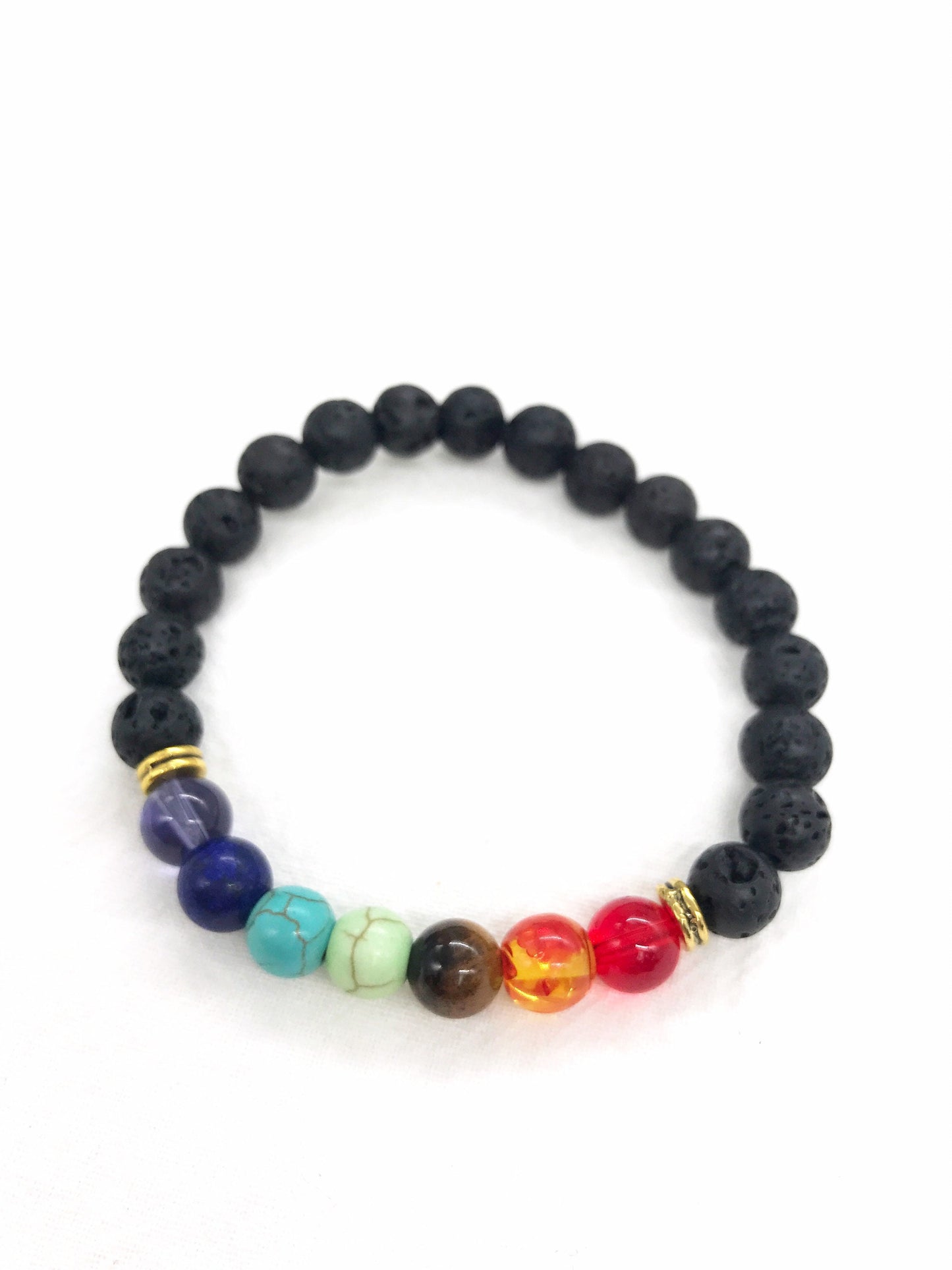7 Chakra Natural Stone Yoga Beaded Adjustable Bracelet, 10 mm Gemstone beaded bracelet