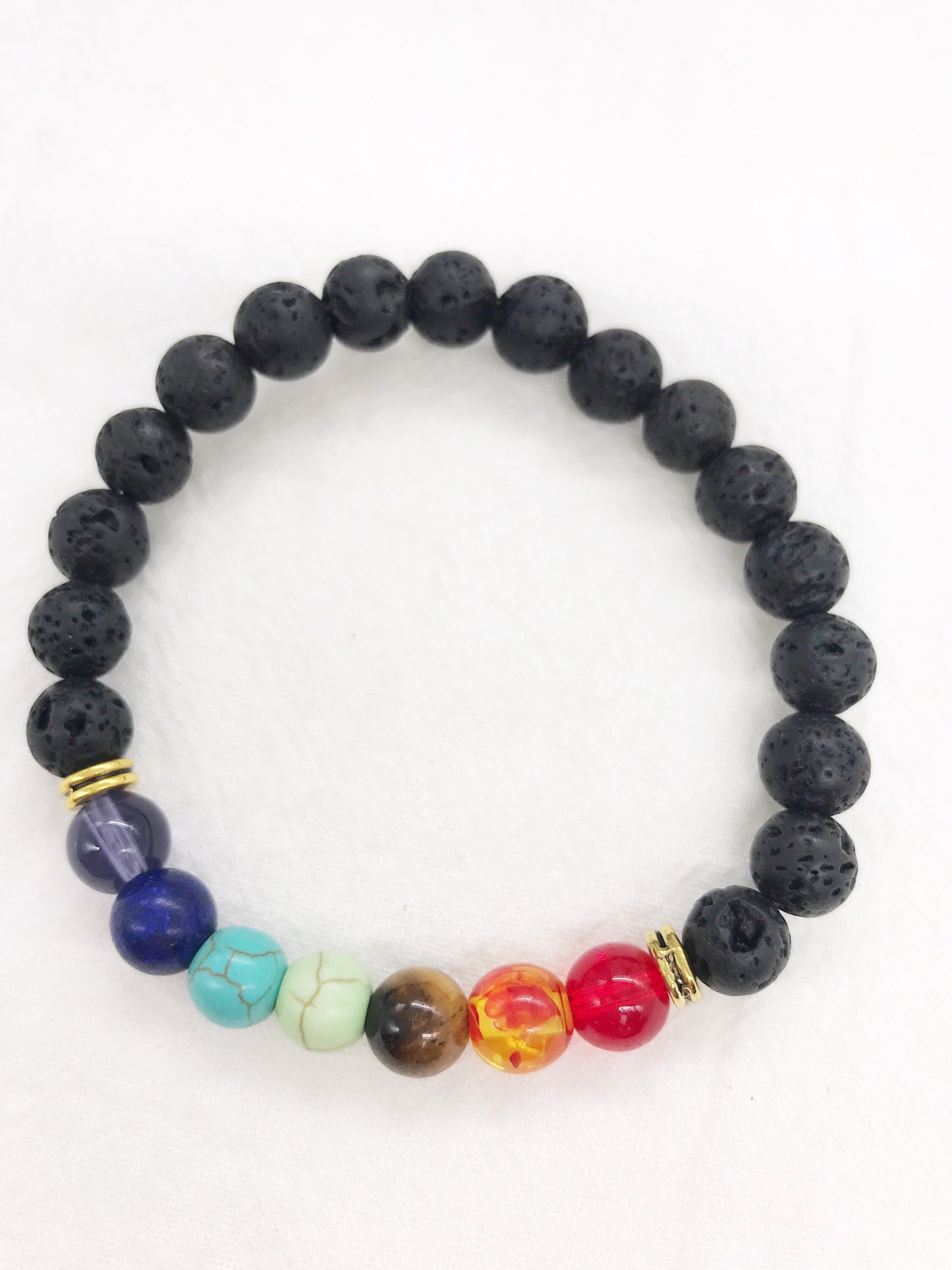 7 Chakra Natural Stone Yoga Beaded Adjustable Bracelet, 10 mm Gemstone beaded bracelet