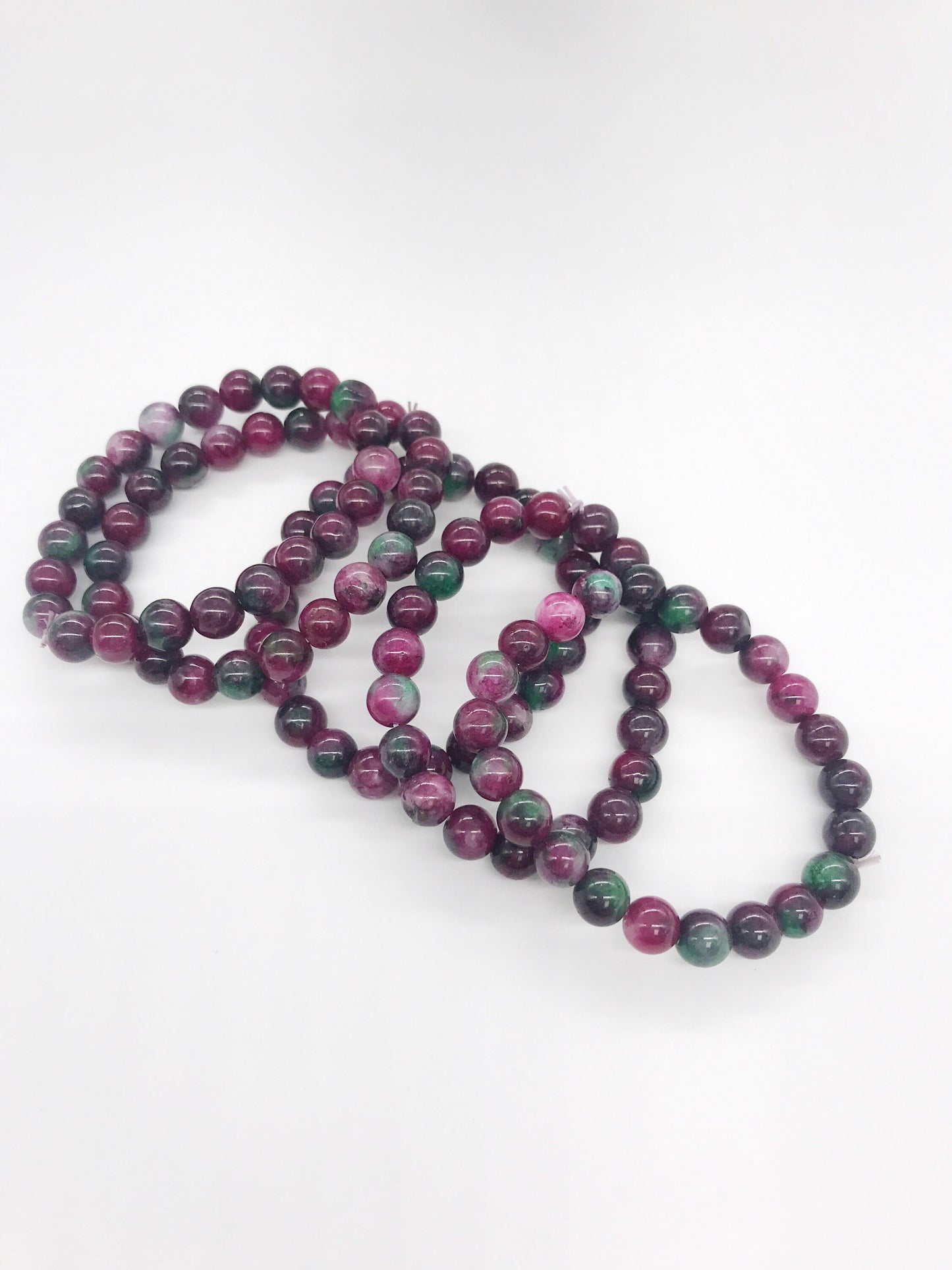 Green and pink gemstone beaded bracelet, 8mm Gemstone Beaded Bracelet