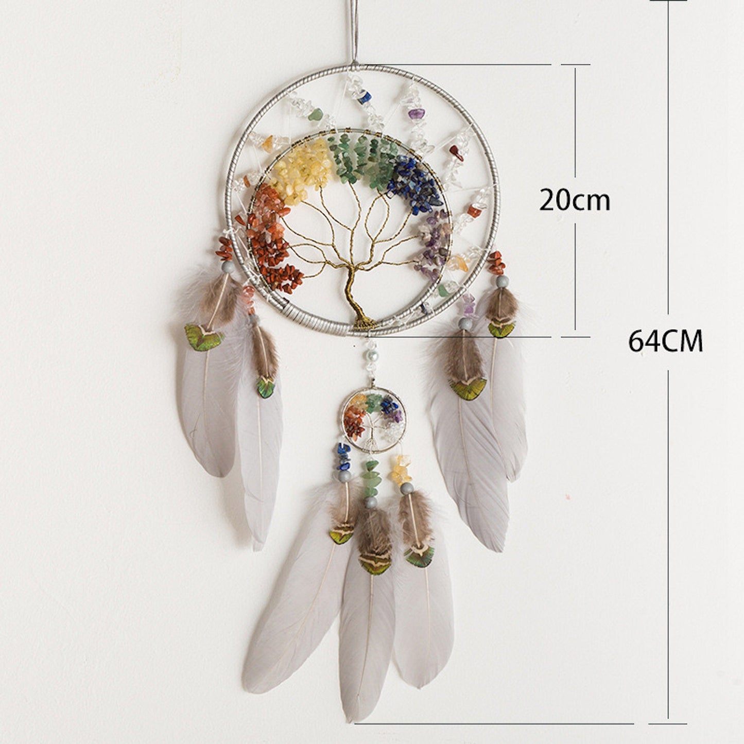 8" Nature Material Reiki Crystal Handmade Dreamcatcher