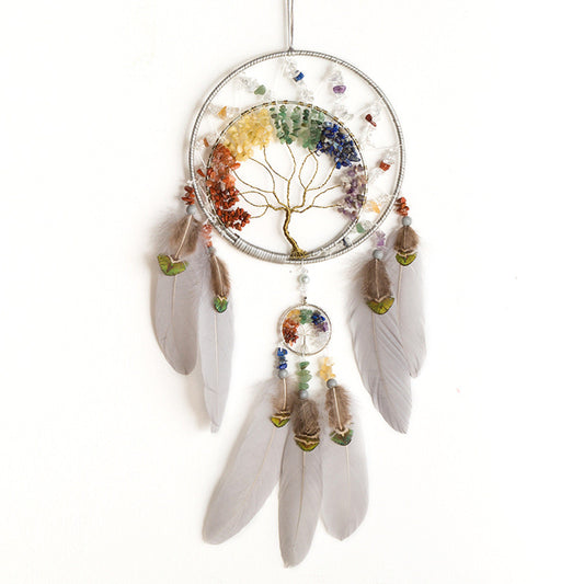 8" Nature Material Reiki Crystal Handmade Dreamcatcher